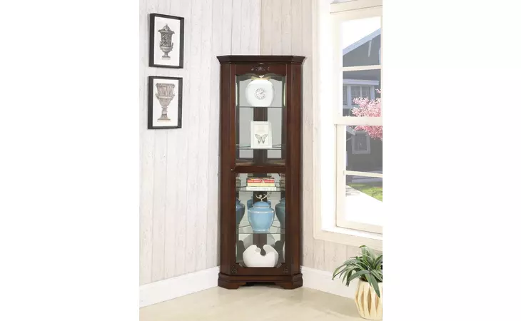 950195 5-SHELF CORNER CURIO CABINET GOLDEN BROWN COASTER  950195