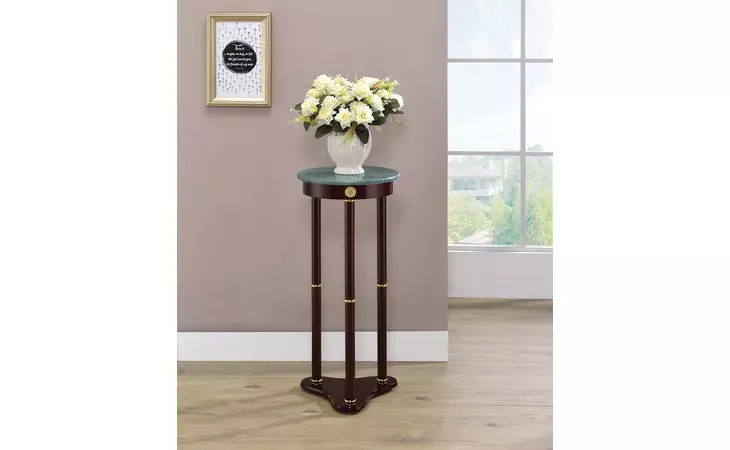 3315  ROUND MARBLE TOP ACCENT TABLE MERLOT