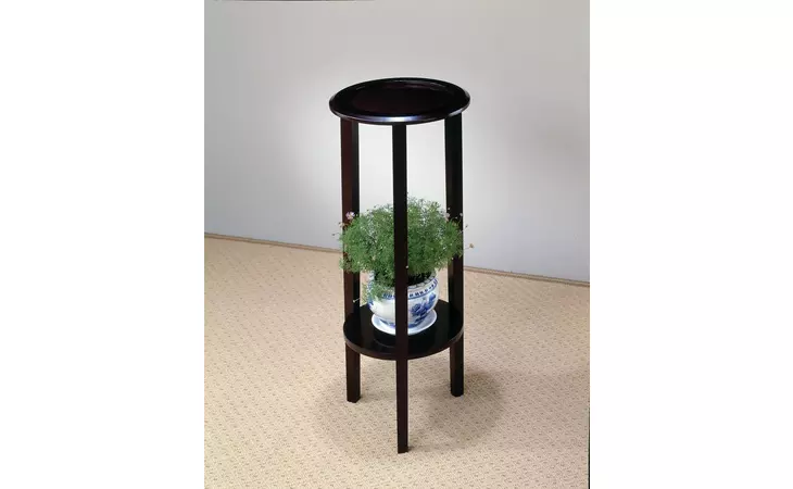 900936  ROUND ACCENT TABLE WITH BOTTOM SHELF ESPRESSO