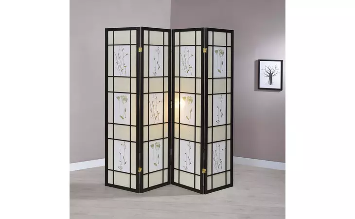 4407 4-PANEL FLORAL PRINT FOLDING SCREEN MULTI-COLOR COASTER  4407