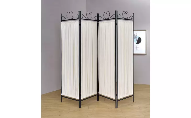 2710  4-PANEL FOLDING SCREEN BEIGE AND BLACK