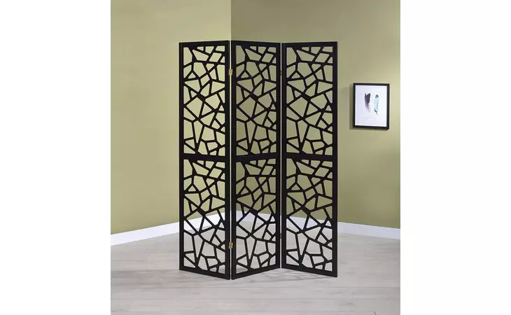 900092 3-PANEL OPEN MOSAIC PATTERN ROOM DIVIDER BLACK COASTER  900092