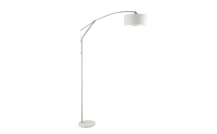 901490  ADJUSTABLE ARCHED ARM FLOOR LAMP CHROME AND WHITE